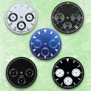 VK63 Watch Dial 29.5mm – Green Luminous “S” Logo Dial for Automatic Chronograph Modifications