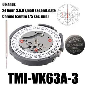 VK63 Multifunctional Quartz Movement – Original 6-Pin Chronograph Watch Mechanism for Precision Timekeeping